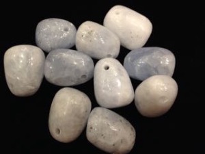 Drilled - Blue Calcite - Tumbled stone (Selected)