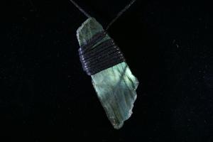 Labradorite (Half Polished/Half Rough) Hand Tied Pendant (REF:HWRPL14)