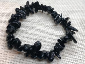 Black Tourmaline - Tumbled Beads - Elasticated Bracelet (Selected)