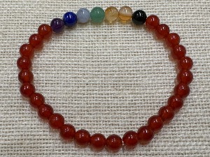 Chakra with Red Agate - 6mm Beads, 20cm Elasticated Bracelet (Ref SHMB2506) 