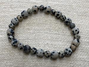 Dalmatian Jasper, 8mm & 6mm Bead , 19cm Elasticated Bracelet (ref SHMB2244)