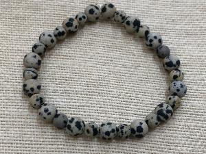 Dalmatian Jasper, 8mm & 6mm Bead , 20cm Elasticated Bracelet (ref SHMB2248)