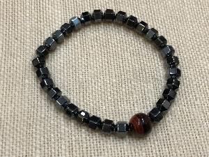 Hematite & Red Tiger Eye - 19cm Elasticated Bracelet (Ref SHMB2278)