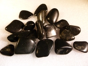 Jade - Black Lemurian (Apache Gold) - Tumbled Stone