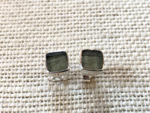Moldavite Stud Sterling Silver Earrings (Ref E18)