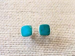 Turquoise - sleeping Beauty - Sterling Silver Stud Earrings (Ref E12Stud)