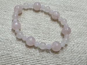 Rose Quartz Beads, 17cm Elasticated Bracelet (refSHMB2485) 