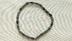 Turquoise  - African with Stainless Steel Spacers - Elasticated 21cm (Large) Bracelet (SHMB253061) 