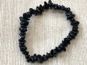 Black Tourmaline - Tiny Tumbled Beads - Elasticated Bracelet (Selected)