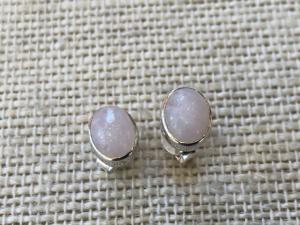 Rose Quartz - Sterling Silver Stud Earrings (Ref E35Stud)