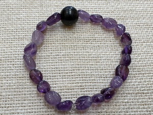 Shungite and Amethyst 17 cm (Very Small)  Elasticated Bracelet (ref SHMB2522)